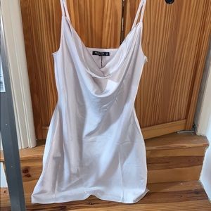 Cream Satin Mini Dress